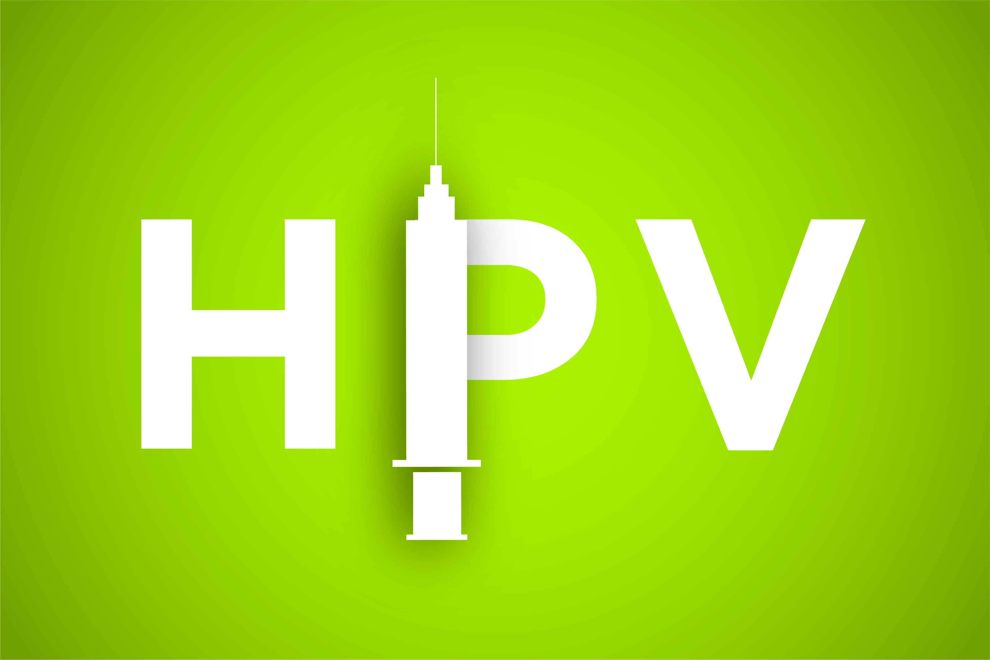 Graphic of HPV with a vaccination needle
