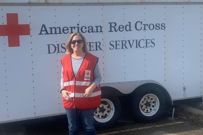Photo of Julie Beaty volunteering with the American Red Cross