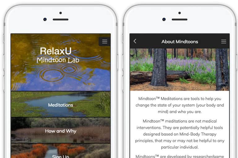 Screenshot of the RelaxU app