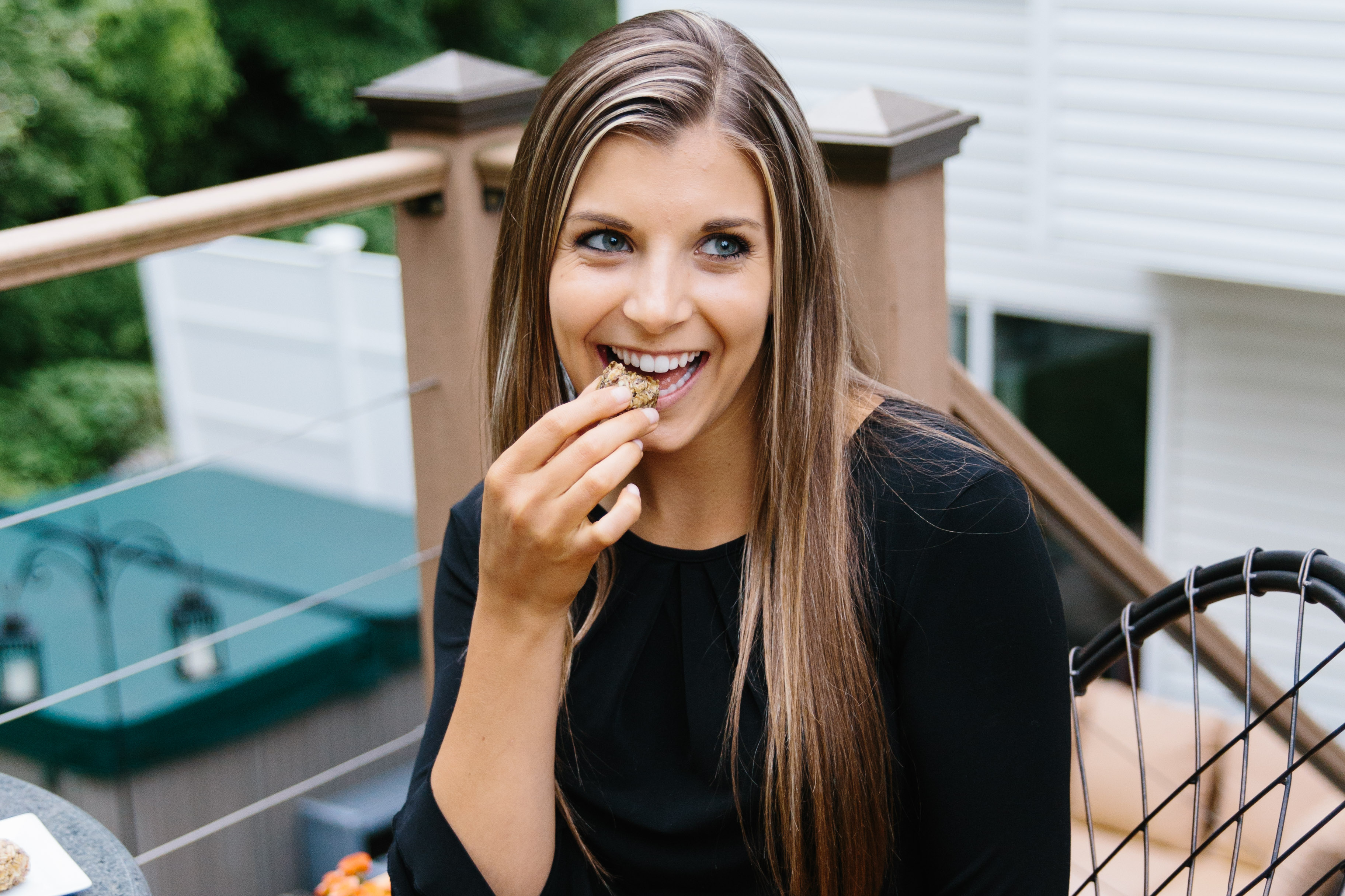 Advertising student, Brianna Makaric enjoying one of her BRITE bite snacks