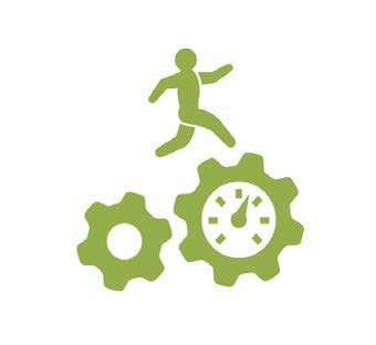 person running with gears