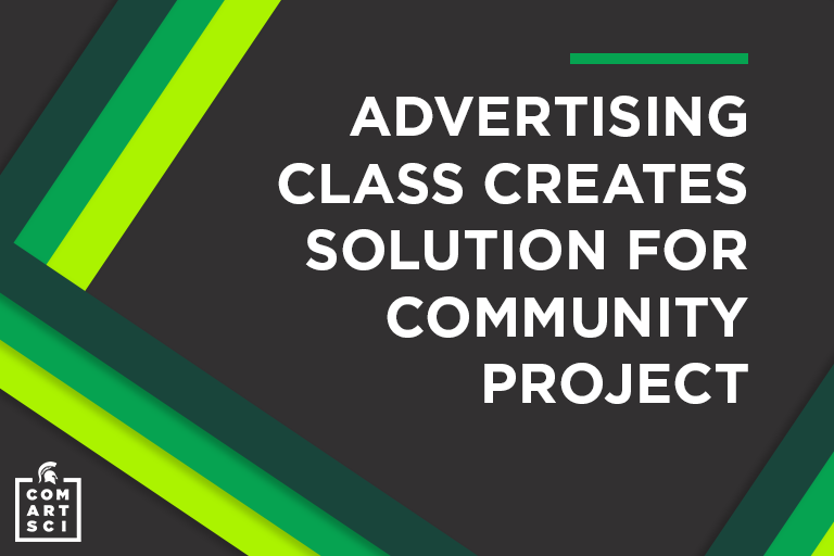 Text: advertising class creates solution for community project