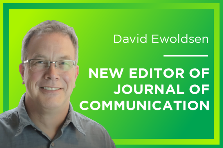 Photo of David Ewoldsen with text, New Editor of Journal of Communication