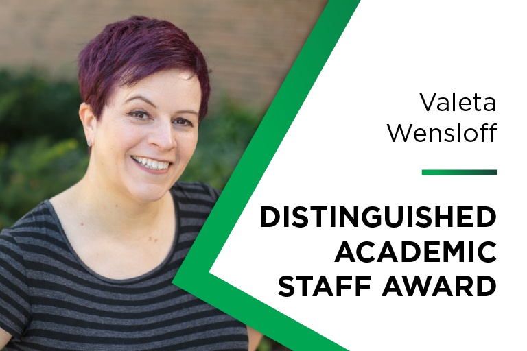Valeta Wensloff has received the 2024 Distinguished Academic Staff Award for her contributions surrounding curriculum development, outreach and teaching. 