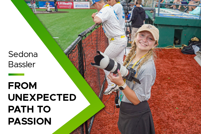 Sports Journalism junior Sedona Bassler spent the past summer as a creative services intern for the Madison Mallards, a summer college baseball team in Madison, WI.