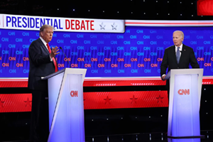 Trump and Biden on the debate stage