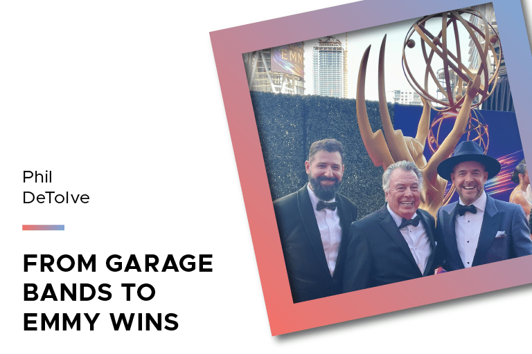From Garage Bands to Emmy Wins: Phil DeTolve at the 2024 Emmy's with Brian Ruggles (right) and Brian Riordon