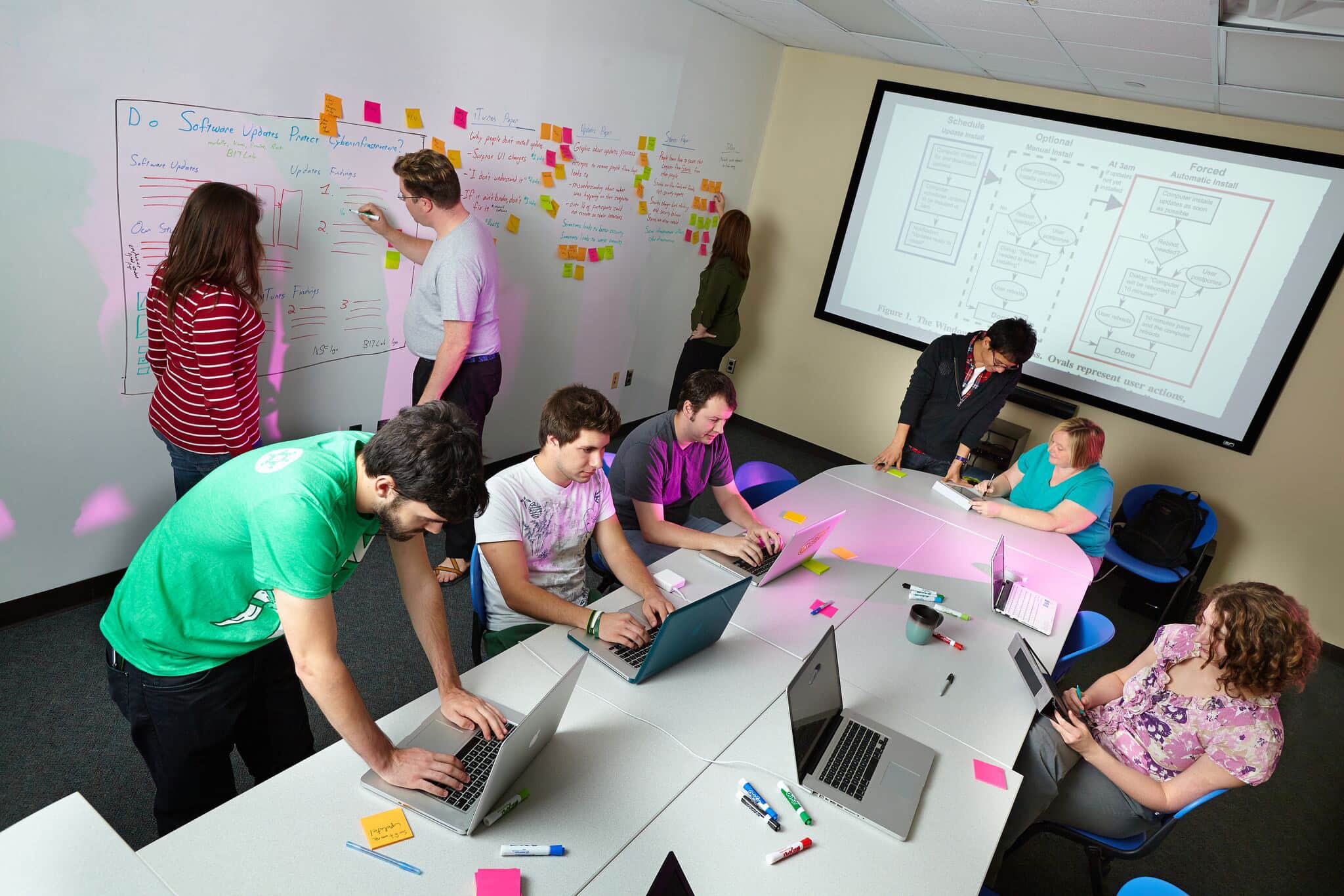 Photo of students working together on a project