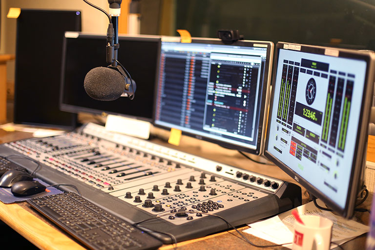 Audio studio mic and computer