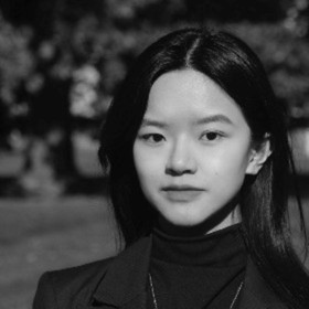 black and white photo of Rui (Cara) Zhu