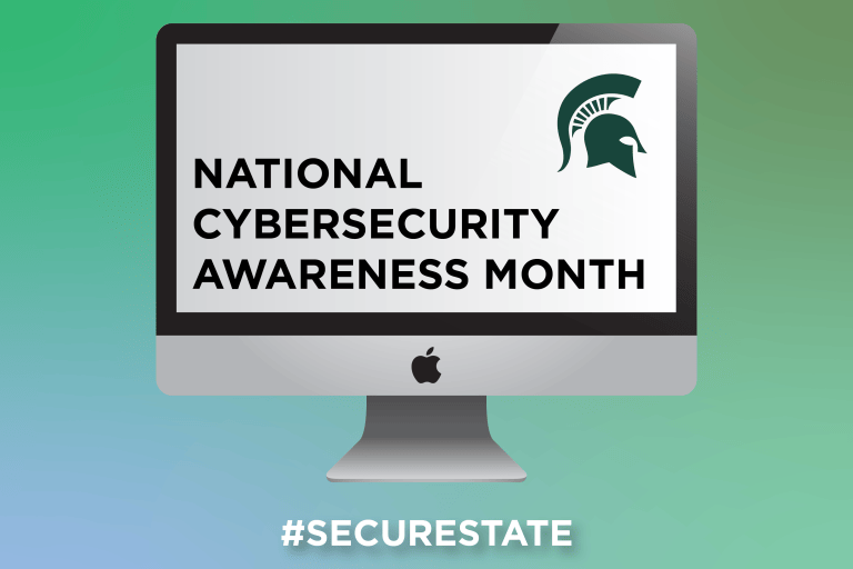 Graphic of a computer with the writing "Cybersecurity Awareness Month" on it