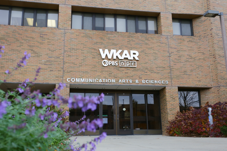 Communication Arts and Sciences building in the spring