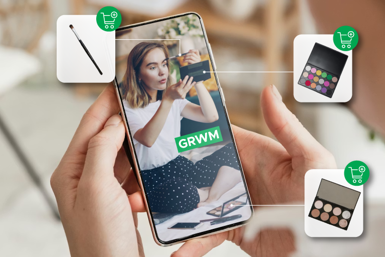 Phone screen with TikTok open to a "Get Ready With Me" video