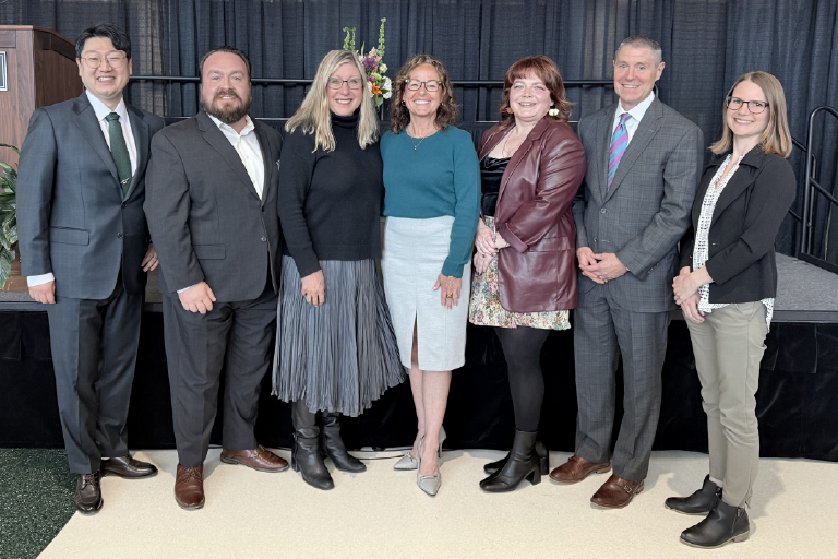 Dean Heidi and our university award faculty winners