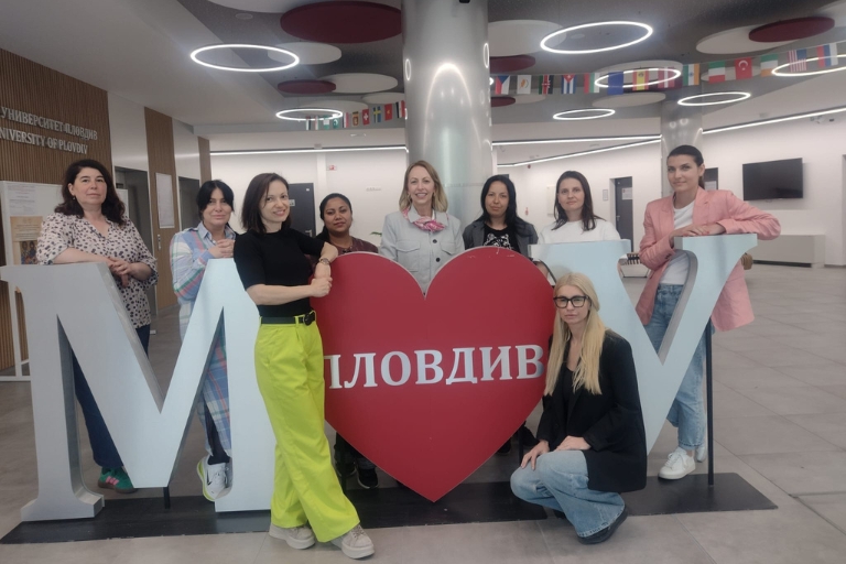 Kristin Hicks Fulbright specialist with speech language pathologists from Medical University of Plovdiv