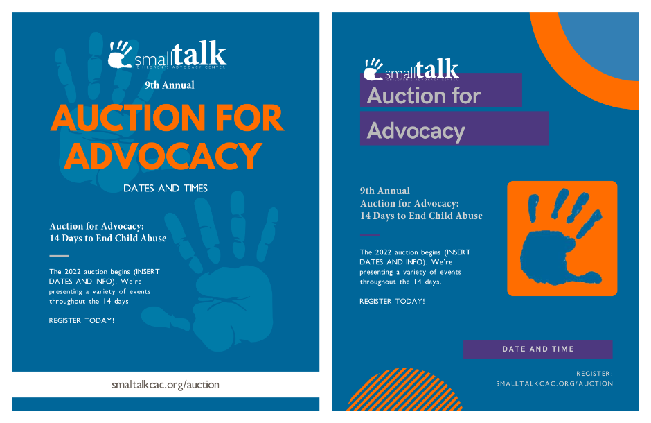 Two Posters for an event named "Auction for Advocacy" 