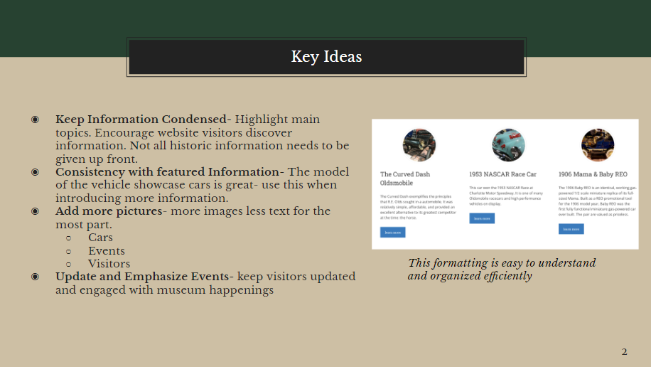 Screenshot about "Key Ideas" from the Website Redesign Guide