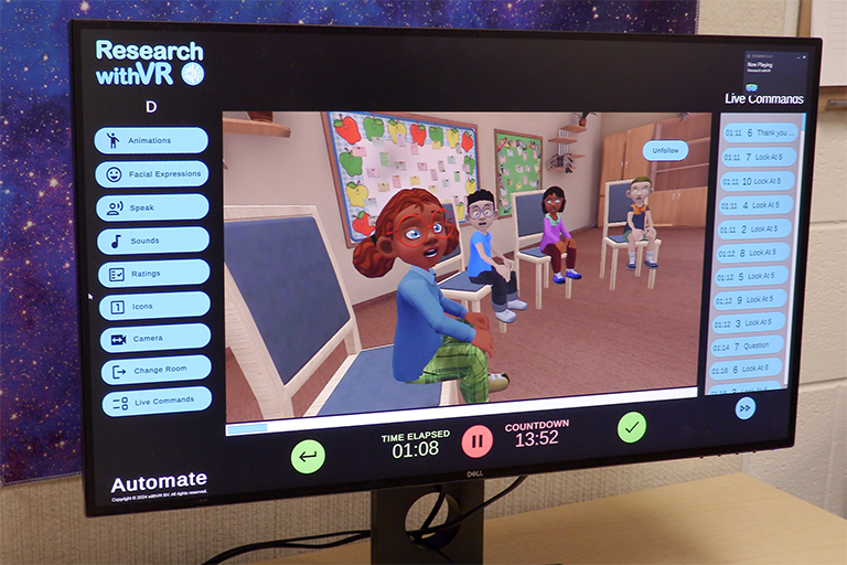 a virtual classroom with children