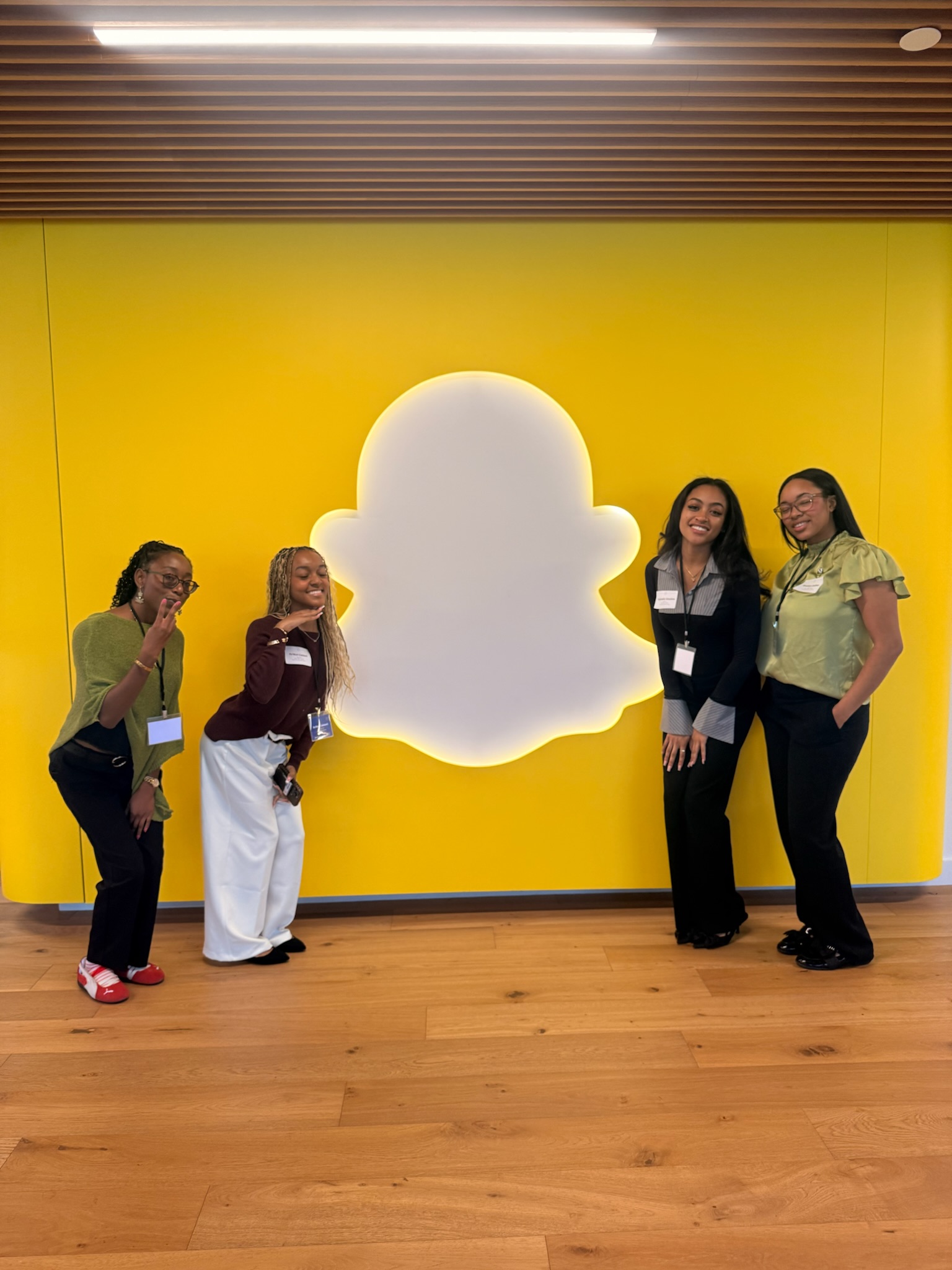 Students standing in front of Snap Inc.