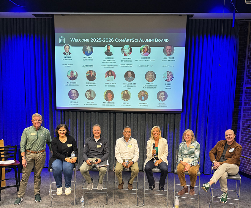 Alumni Board. From left to right: R. Matt Davis, Anne Marie Lasher, Eric Reinhard, Arun Sinha, Brenda Cucci, Kaari Peterson and Mark Bellissimo 2025-2026 Alumni Board